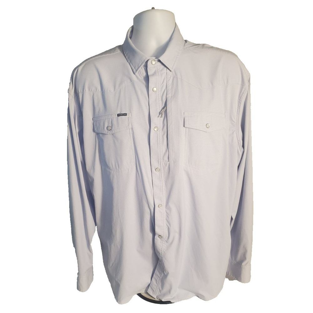 PONCHO Blue Shirt Men's XL Regular Fit Button Down Long Sleeves Pockets